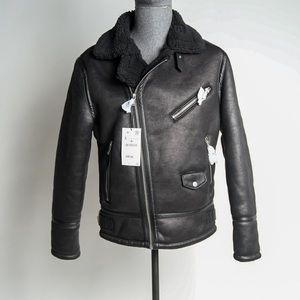 Faux leather fur motorcycle jacket